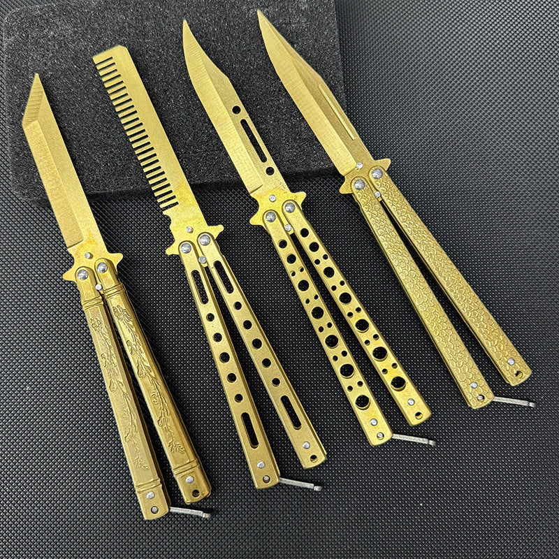Golden Trainer Butterfly Knife Unsharpened Balisong