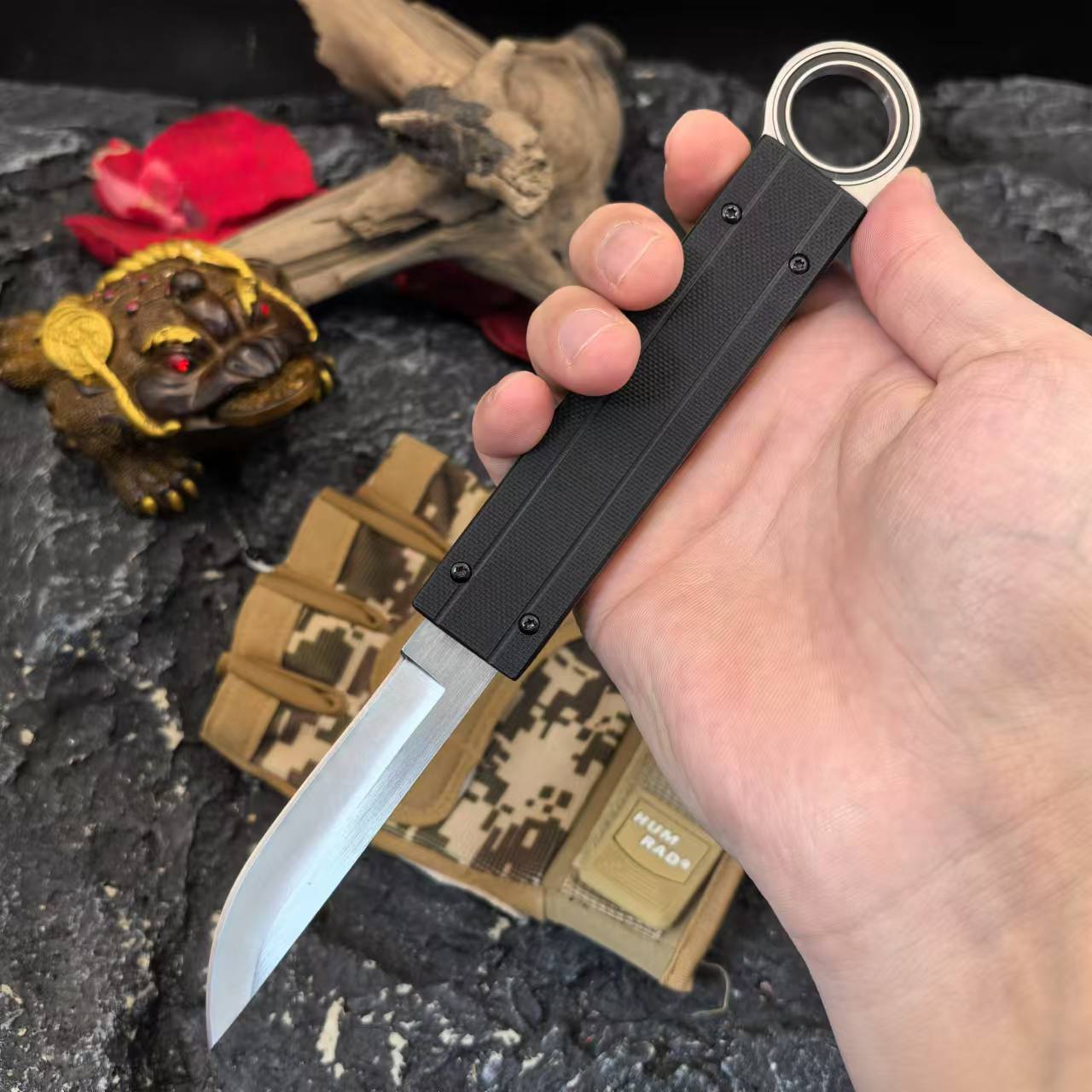 Finger Ring Gravity Knife G10 handle