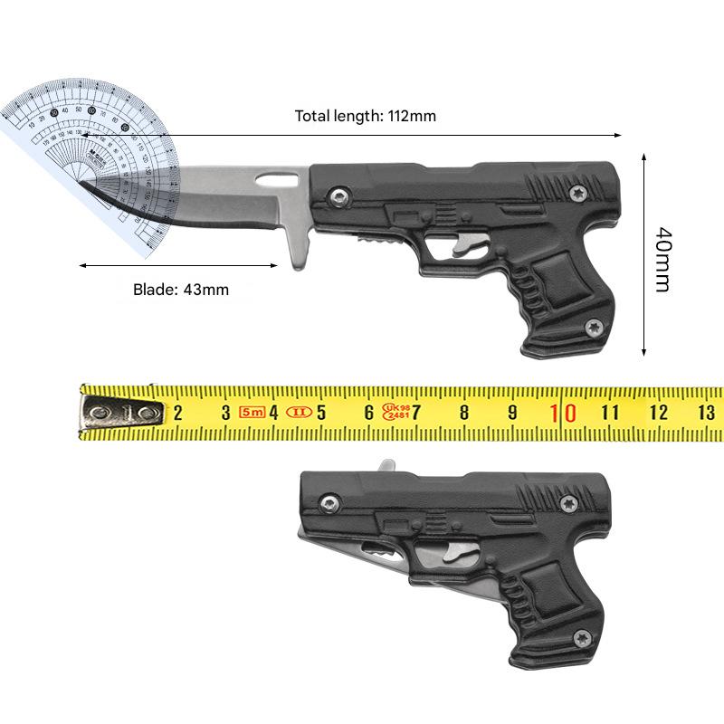 Pistol Folding Knife Spring Assisted Open