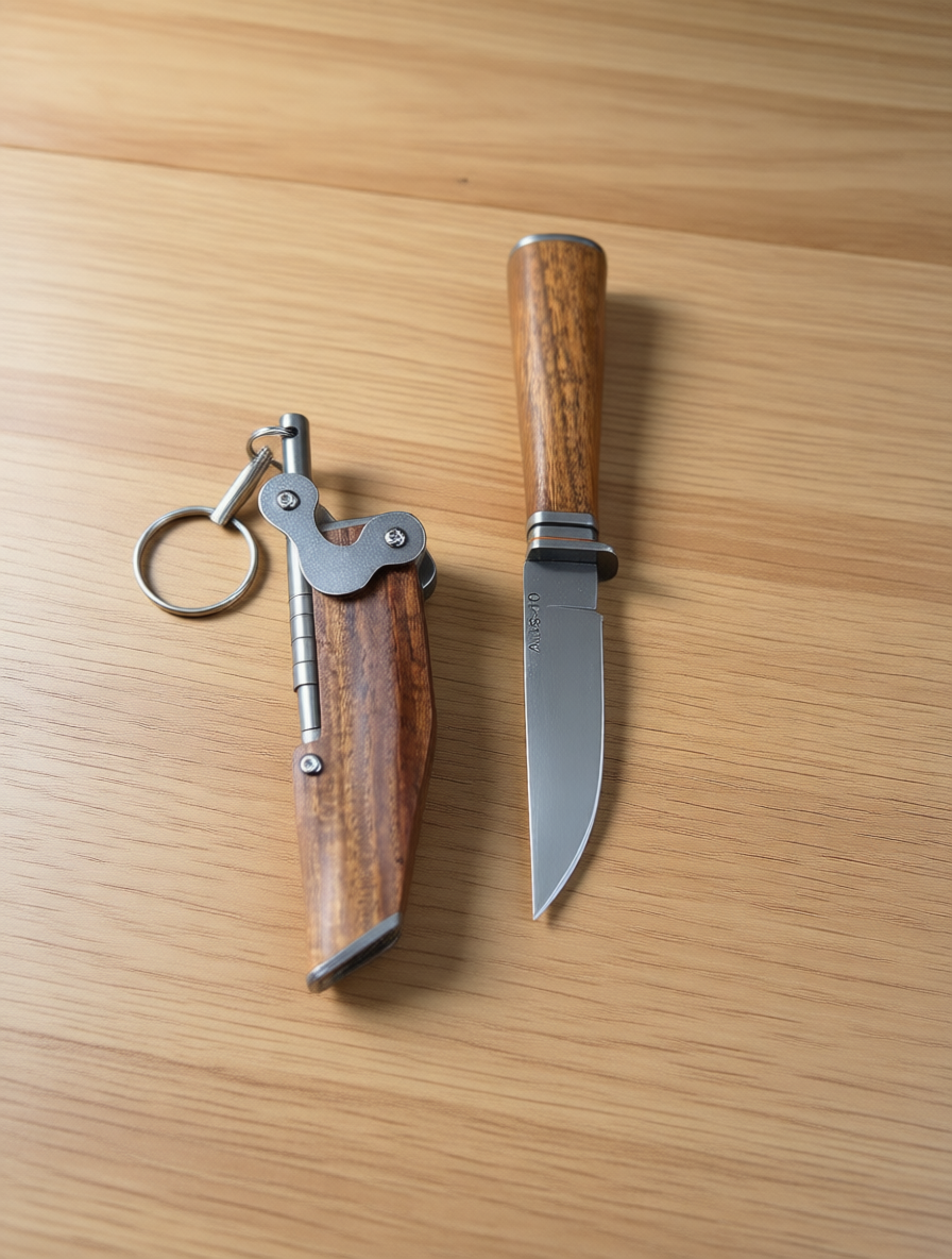 Unique Mechanical Knife Creative Portable Wood Sheath