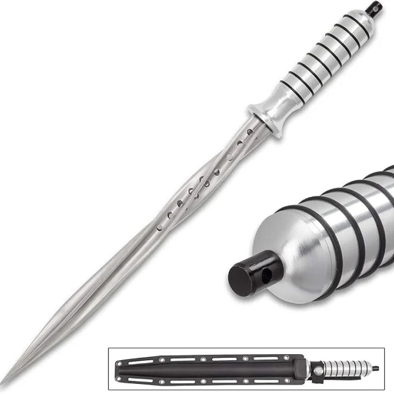 Silver Cyclone Twisted Dagger with Storage Handle
