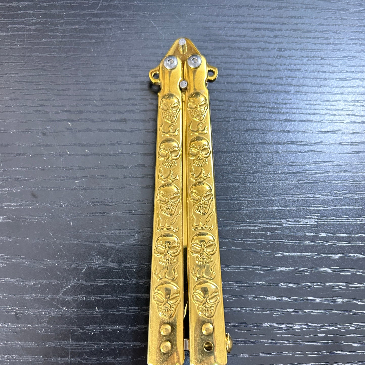 3D Skull Butterfly Knife Sharp Balisong Blade with Skull