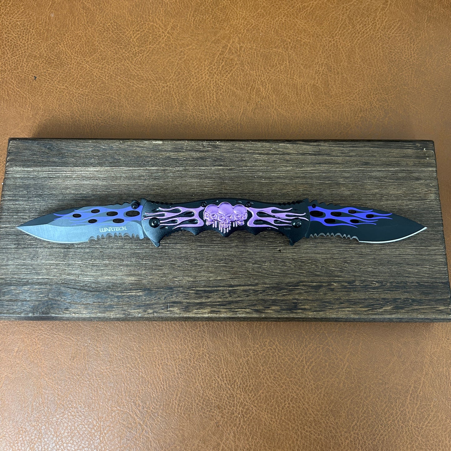 12" Double Twin Blade Skull Folding Knife