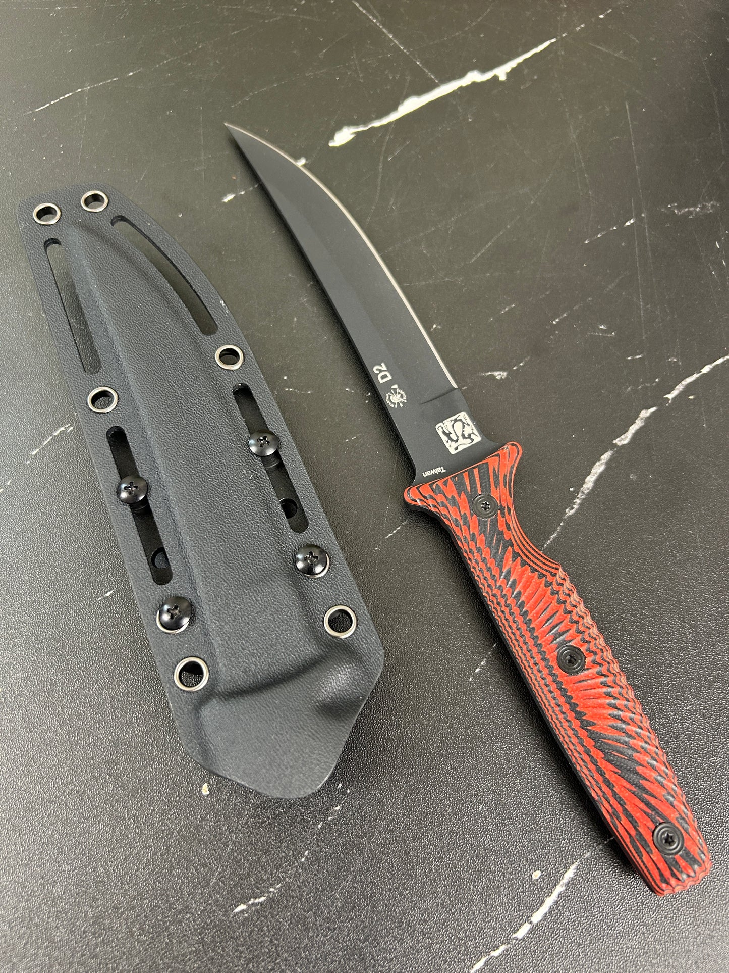 D2 Hunting Fish Knife Fixed Knife with K-Sheath