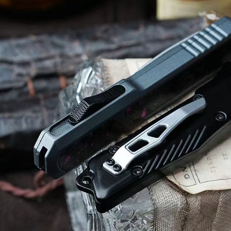 Chopped Carbon Fiber OTF Aluminum Handle OTF Cool Knife
