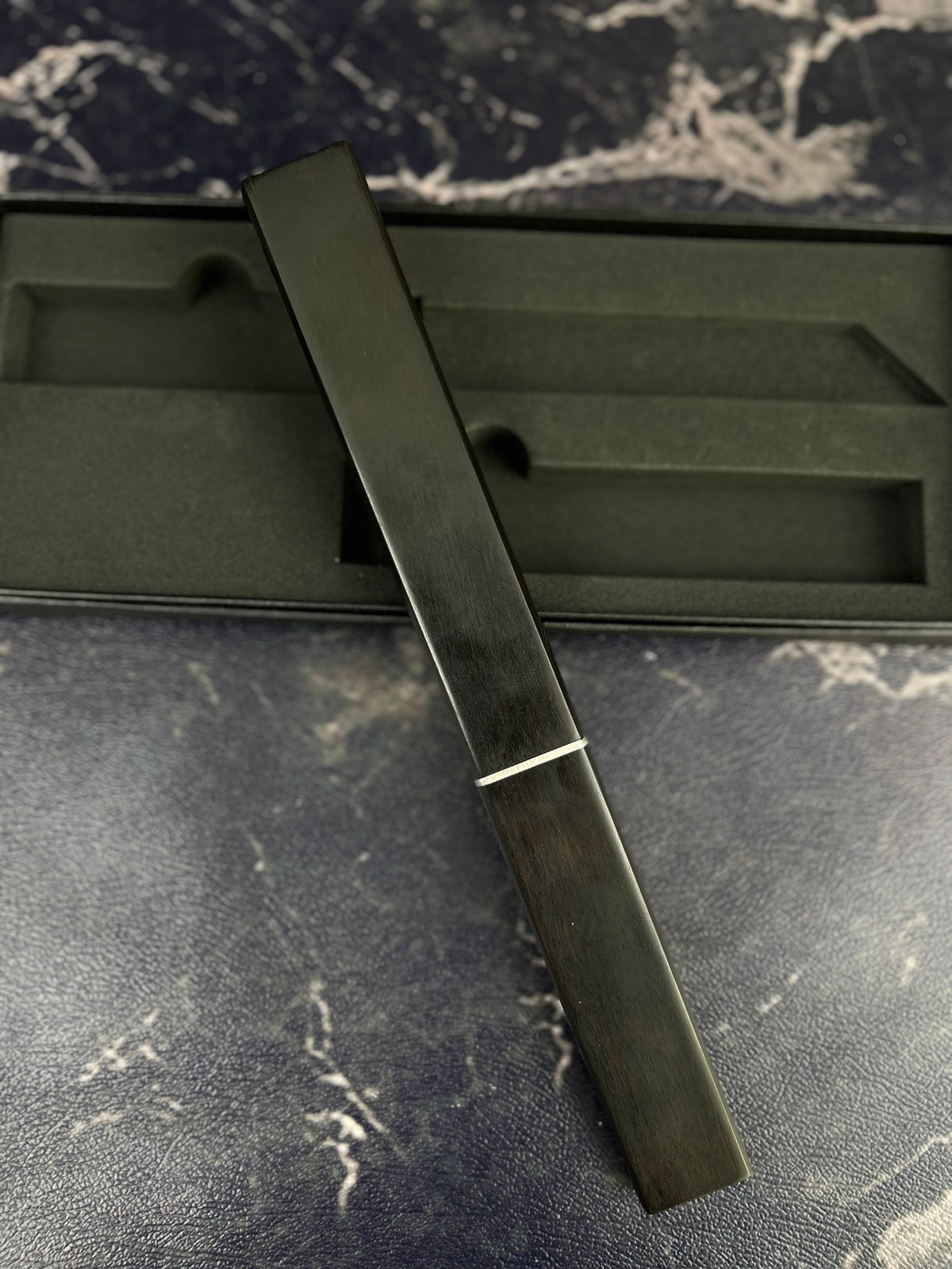 Damascus Ebony Tanto with a gift box