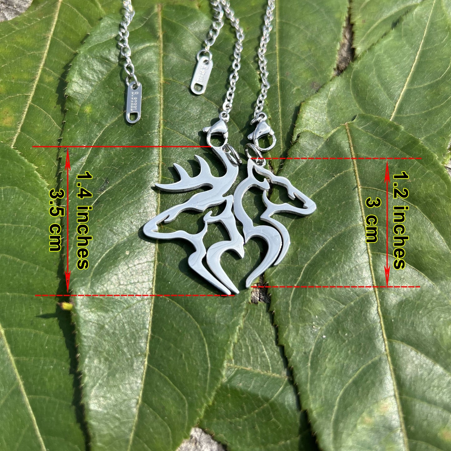 Buck and Doe Matching Heart Necklace Nature Animal Deer Matching Couple BSF Necklace