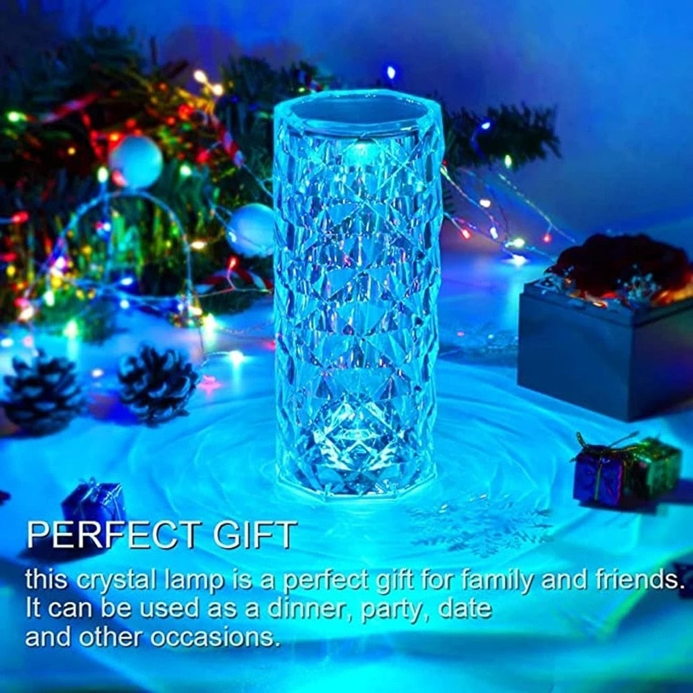 LED Crystal Table Lamp 3/16 Colors Touch Rose Night Light