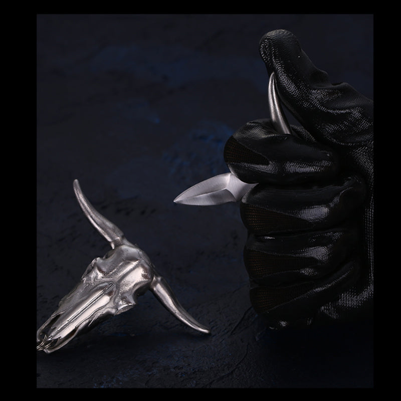 Mudhorn Bull Head Belt Buckle Self-Defense Hidden Knife Key Chain