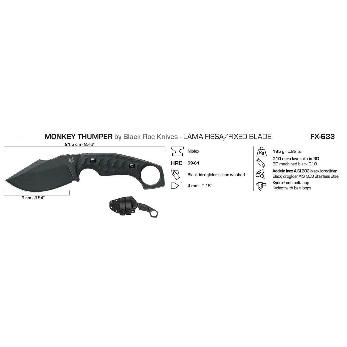 Fox Money Thumper G10 Handle Fixed Blade