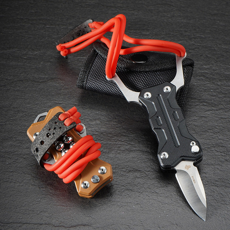 G10 Pocket Slingshot Knife with Steel Balls