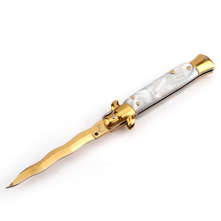 Kris AKC Italian Stiletto Switch Blade Wavey Blade Knife