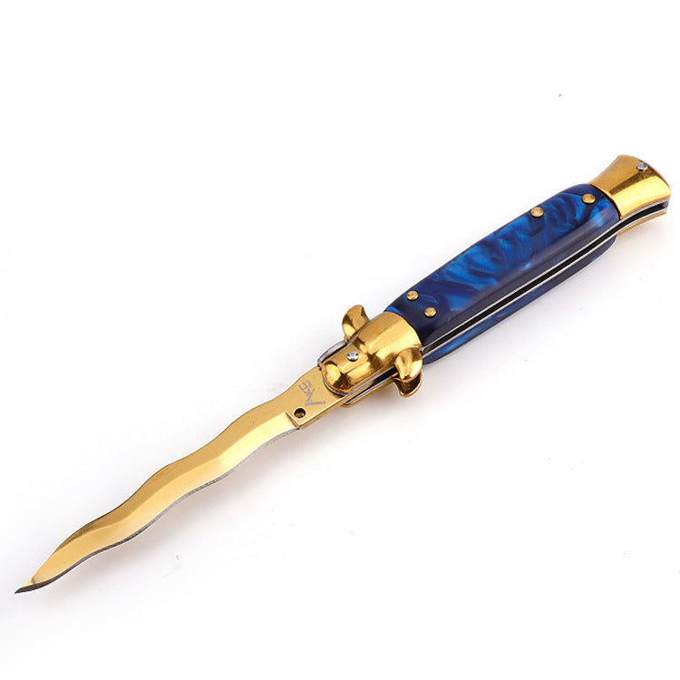 Kris AKC Italian Stiletto Switch Blade Wavey Blade Knife