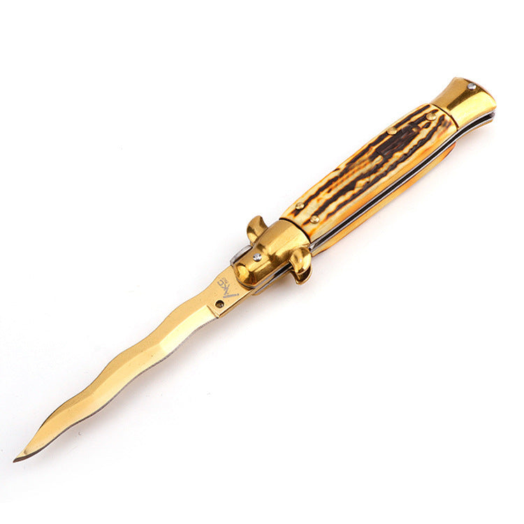Kris AKC Italian Stiletto Switch Blade Wavey Blade Knife