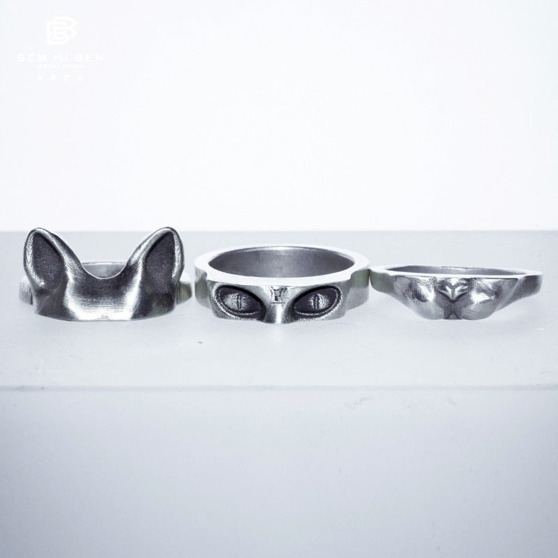Cute Cat Rings Set Engagement 3 in 1 Best Friend Ring