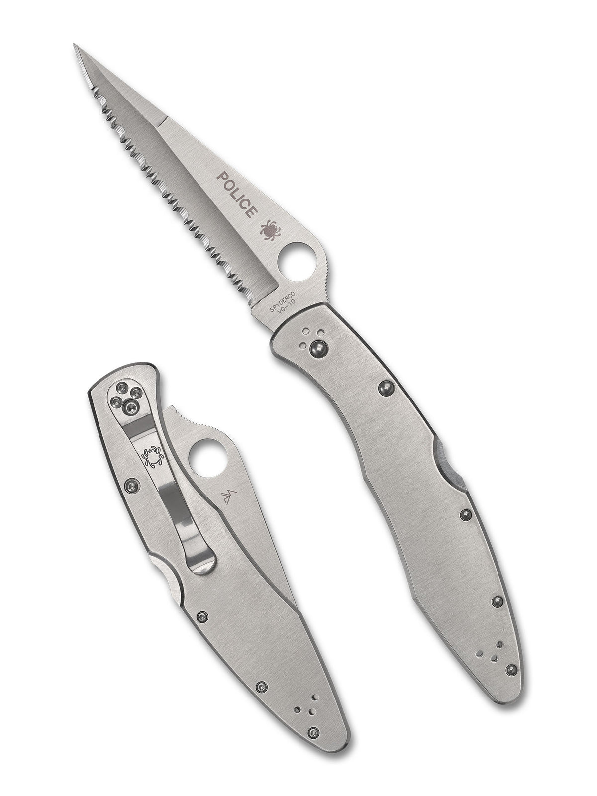 Police Engraved Spyderco C07 Pocket Knife