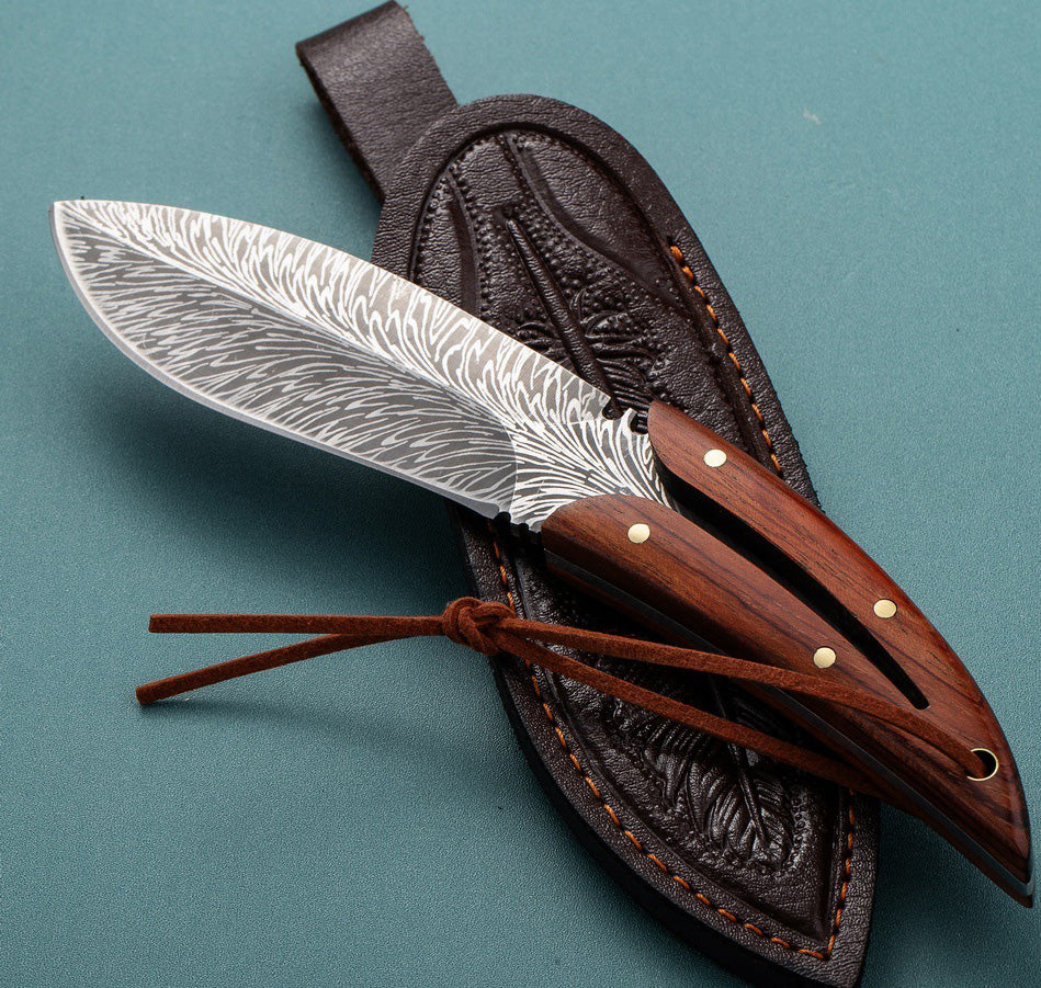 Feather Pattern Small Fixed Blade