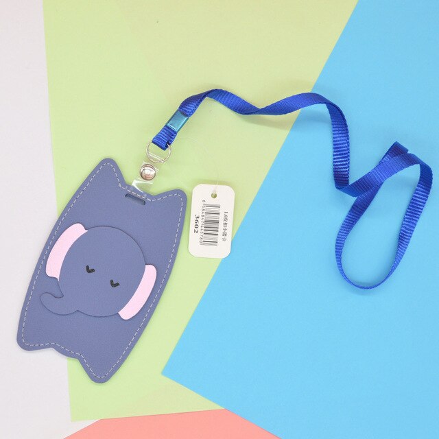 Id Card Holder Kawaii Cute for Student Children Animal Leather Name Tag