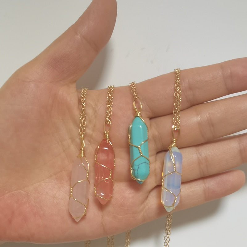 1pc Crystal Necklace Natural Stone Healing Necklace
