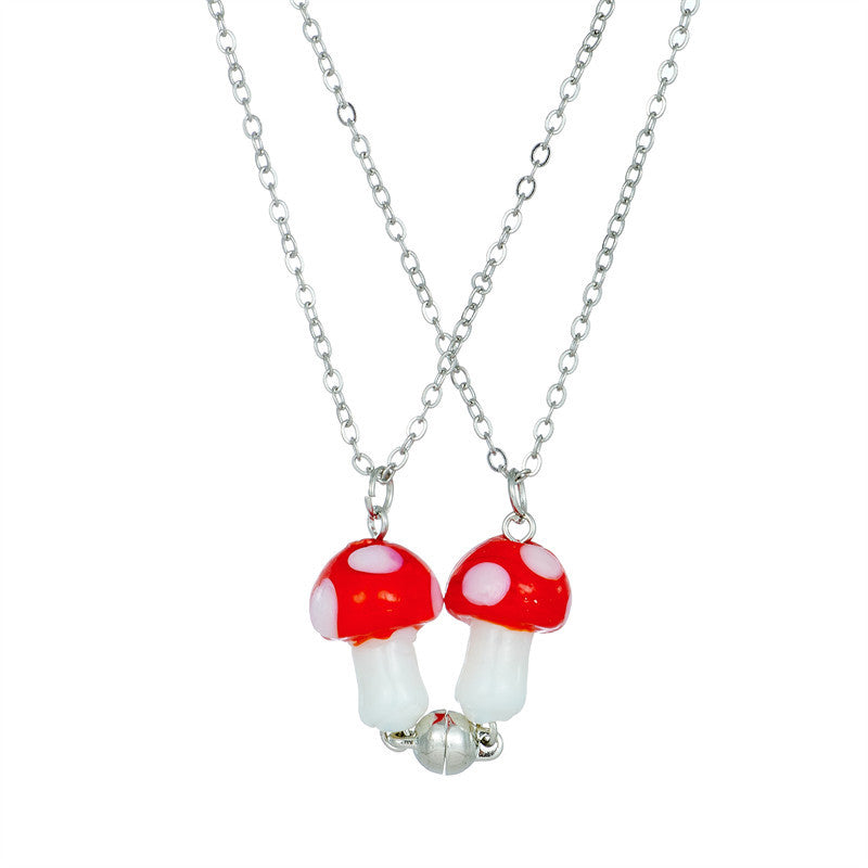 2pcs/set Mushroom Magnetic Necklaces