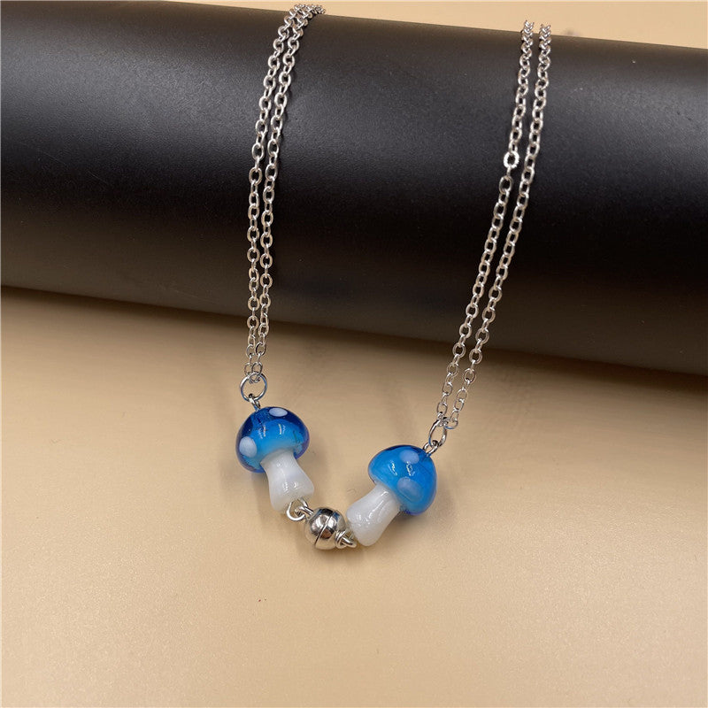 2pcs/set Mushroom Magnetic Necklaces