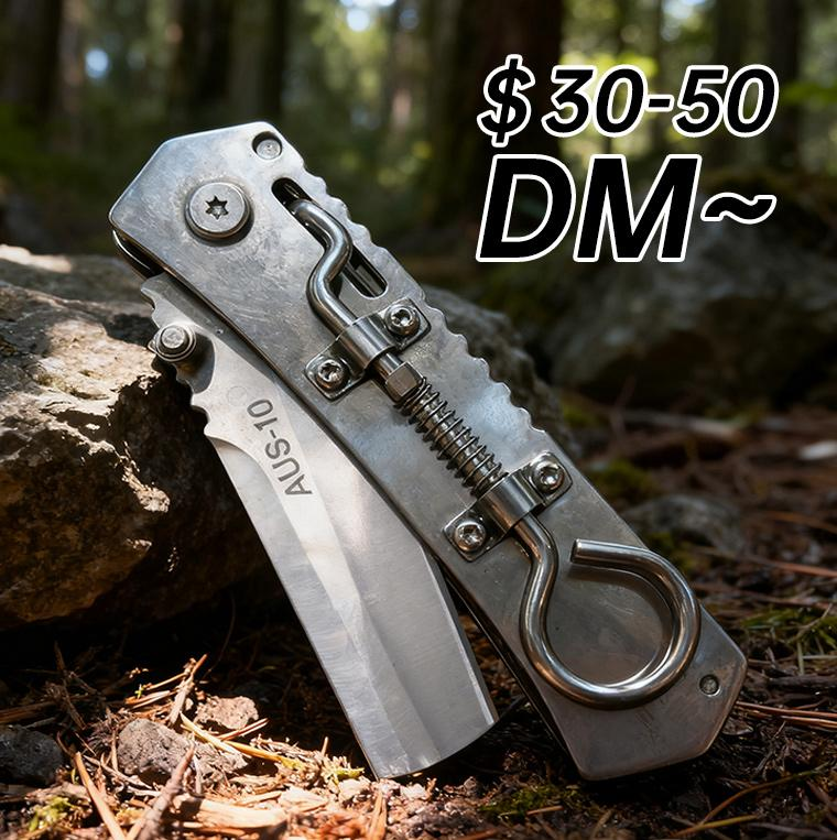 Unique Ring Lock Folding Knife Full Steel Mechanical Knife