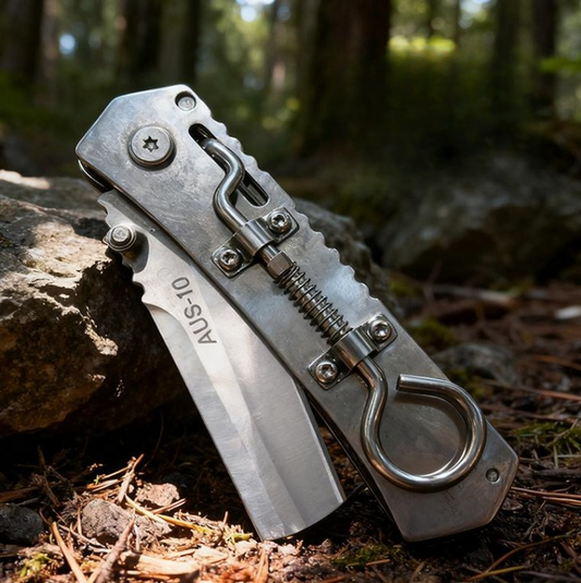 Unique Ring Lock Folding Knife Full Steel Mechanical Knife