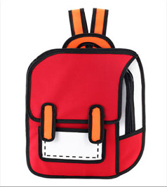 2D Drawing Backpack Cute Student SchoolBag