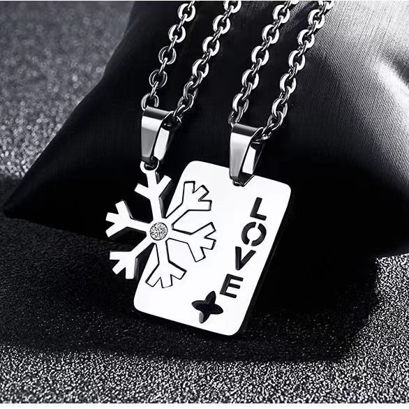 Snowflake Love Matching Necklaces Best Friend Couples Necklaces