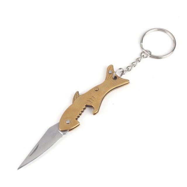 Shark Beer Opener Hidden Knife Key Chain