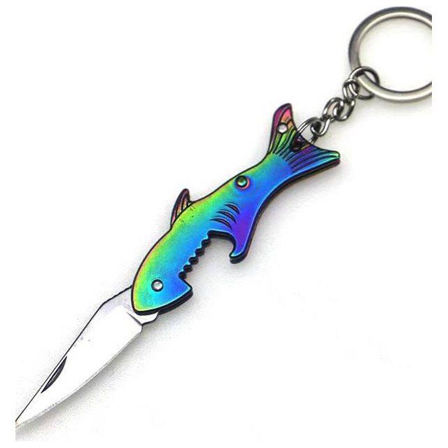 Shark Beer Opener Hidden Knife Key Chain