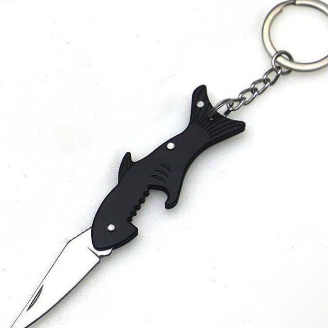 Shark Beer Opener Hidden Knife Key Chain