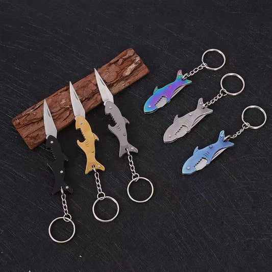 Shark Beer Opener Hidden Knife Key Chain