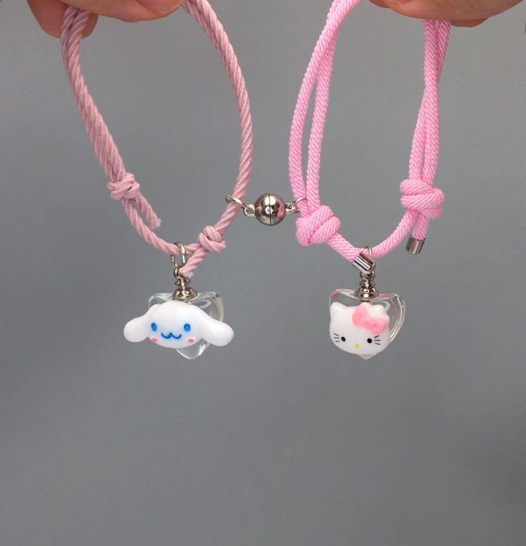 My Melody Kuromi Spongebob Patrick Stitch Magnetic Bracelet Add Keep Blood Bracelet