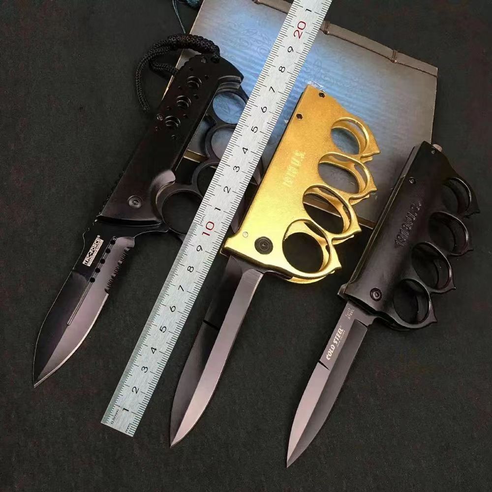 Gold Knuckles Folding Knife Self-defense Knife