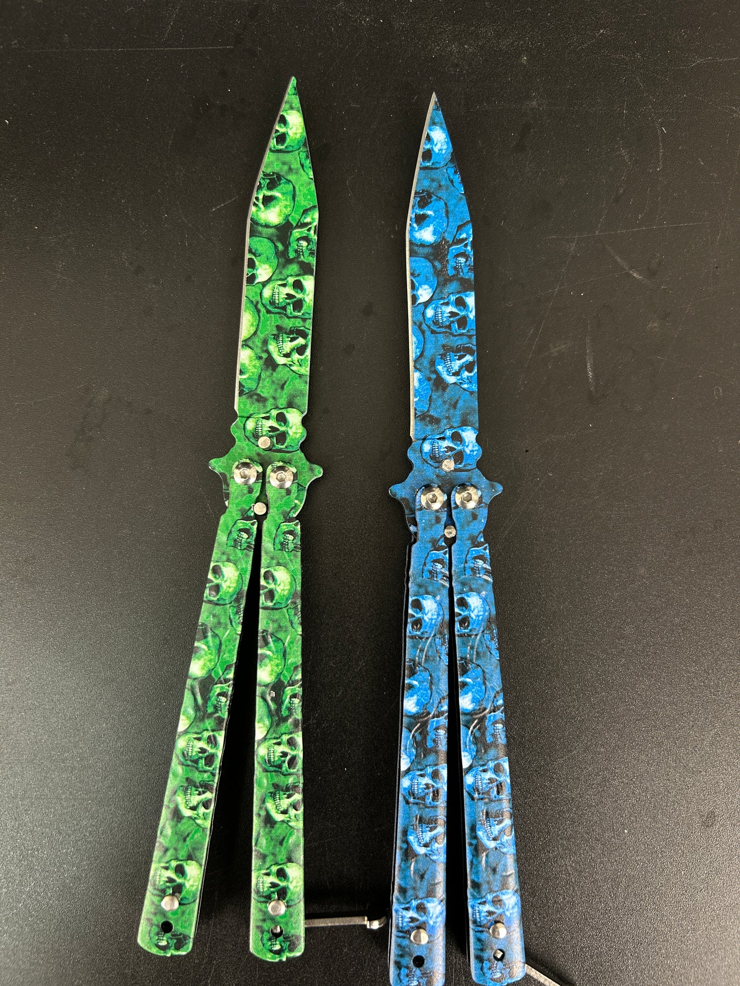 Skull Balisong 3D Color Printed Butterfly Sharp Knives