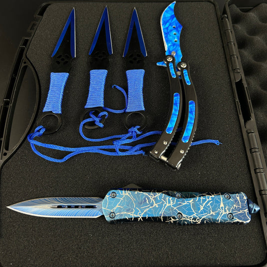 5pcs Blue Knife Set Gift For Your BoyFriend Husband