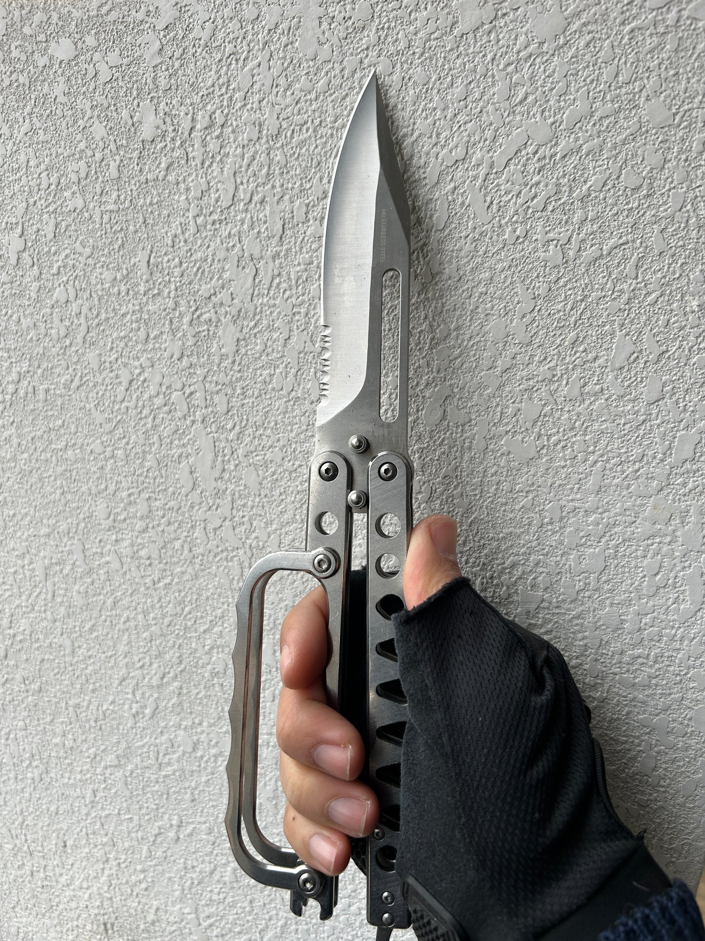 11" Brass Knuckle Guard Butterfly Knife