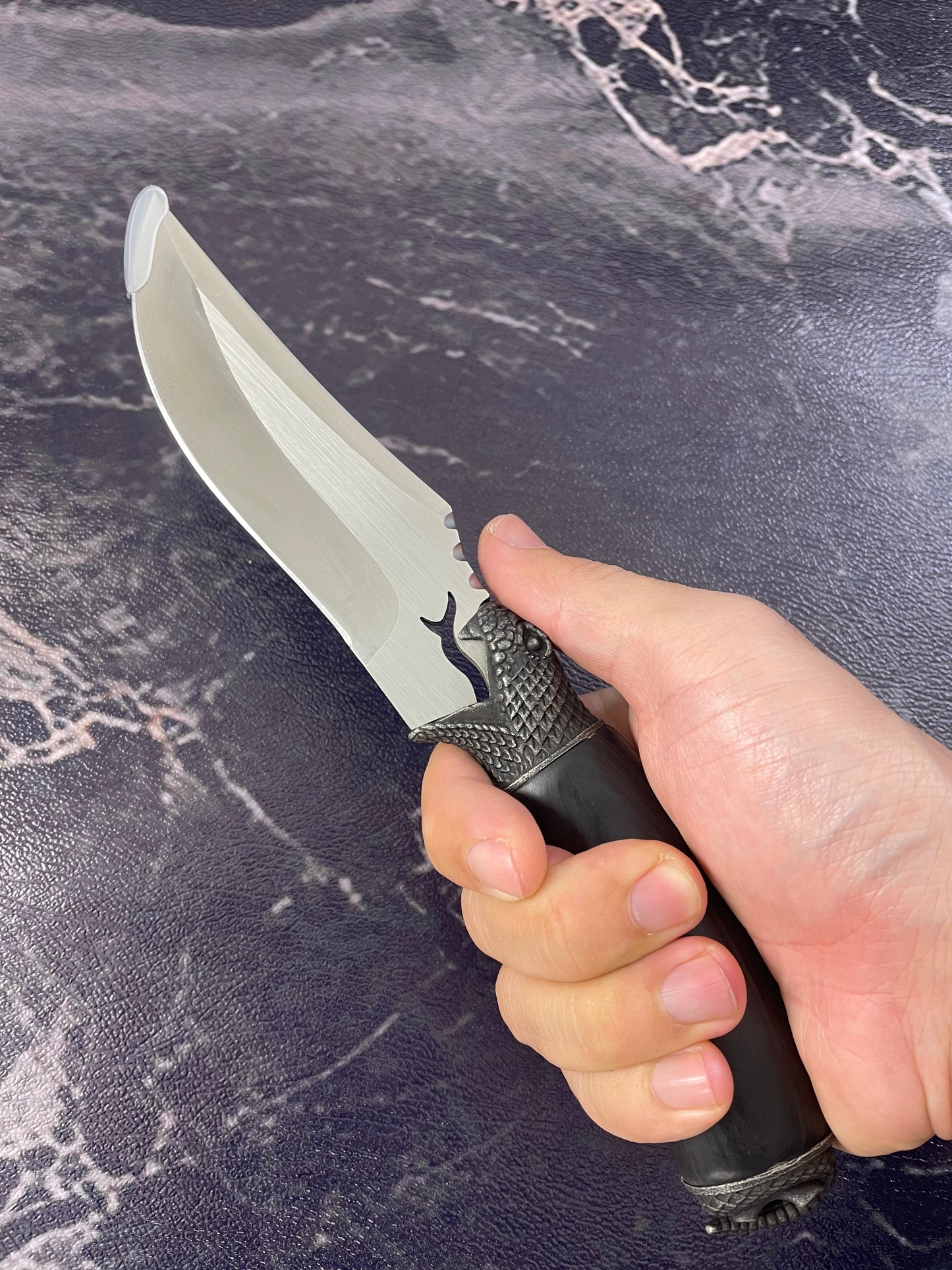 Beautiful Snake Knife,Leather Holster,Ebony Handle