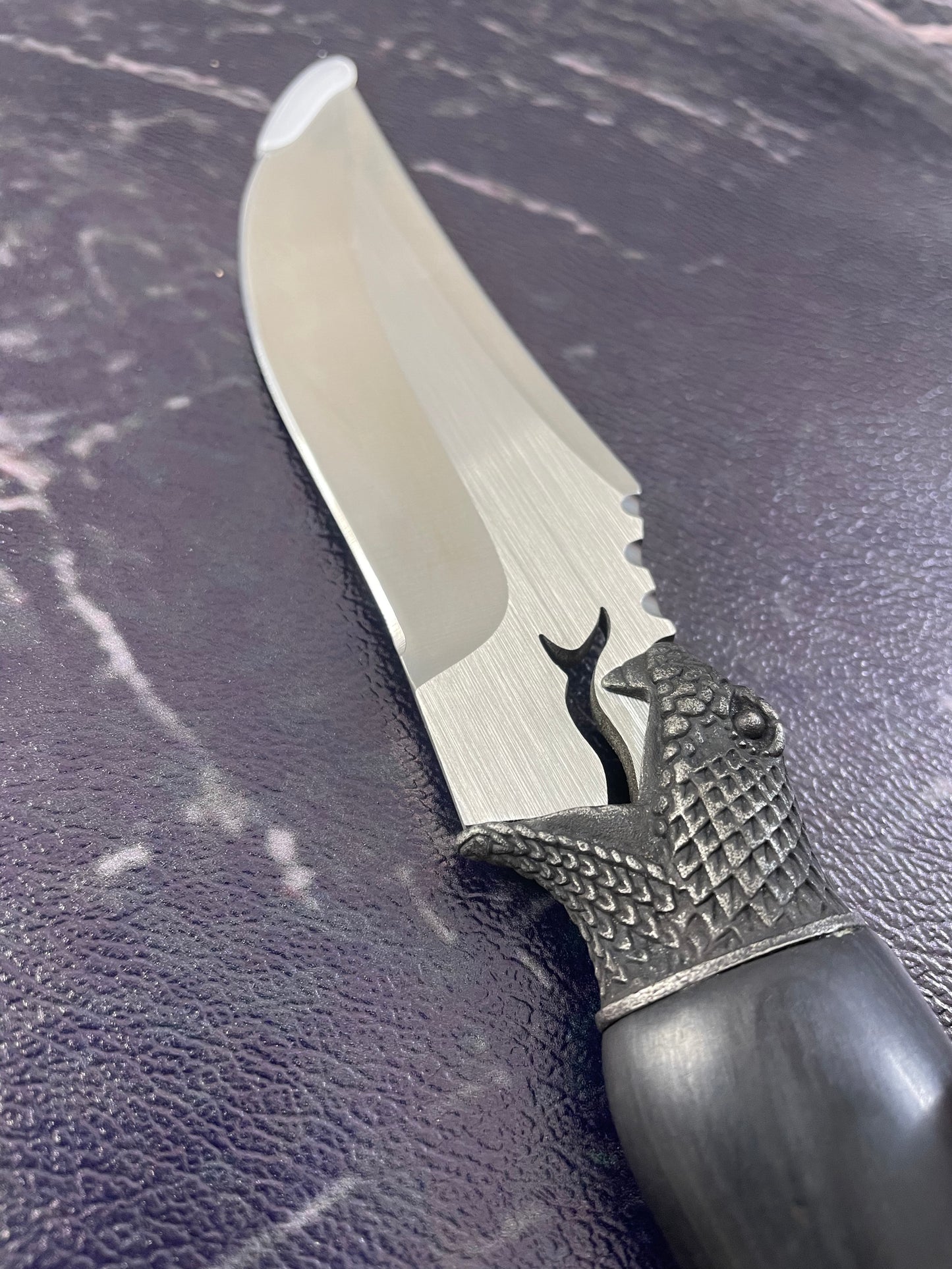 Beautiful Snake Knife,Leather Holster,Ebony Handle