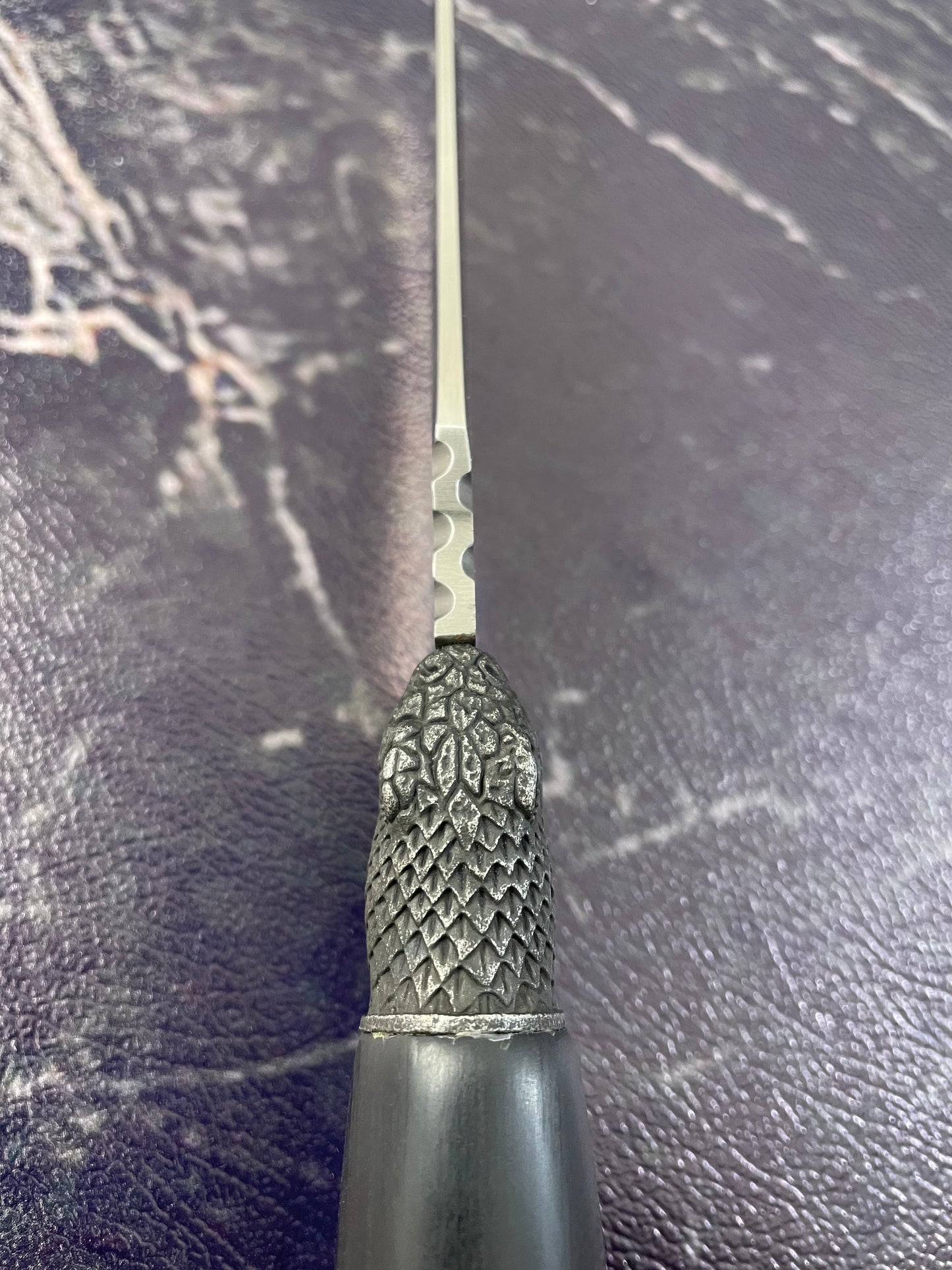 Beautiful Snake Knife,Leather Holster,Ebony Handle