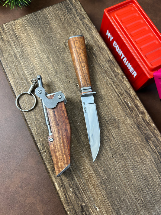 Unique Mechanical Knife Creative Portable Wood Sheath