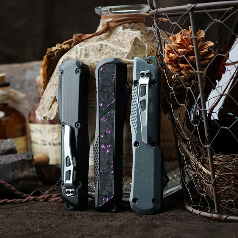 Chopped Carbon Fiber OTF Aluminum Handle OTF Cool Knife
