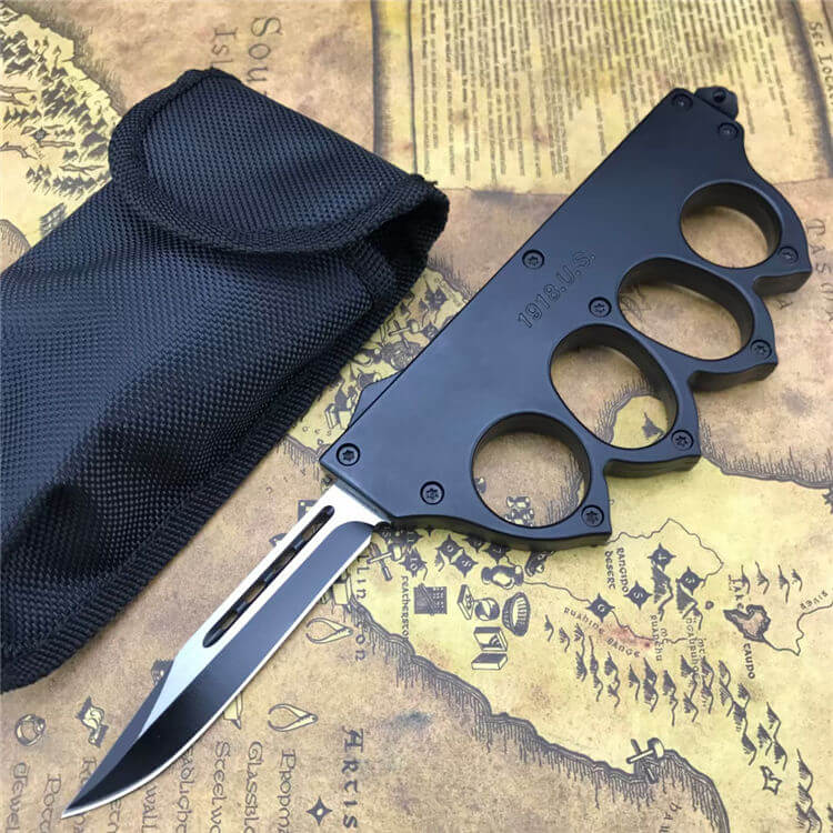 1918 US Brass Knuckle OTF Knife Zinc alloy Handle