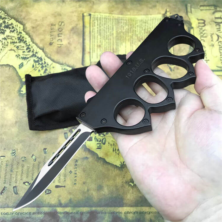 1918 US Brass Knuckle OTF Knife Zinc alloy Handle