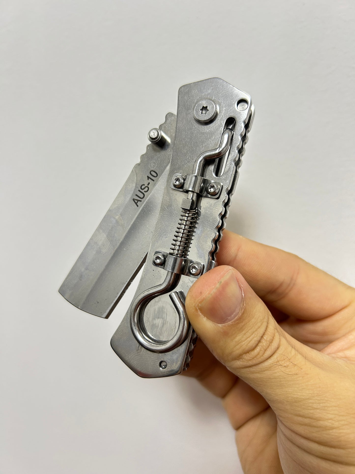 Unique Ring Lock Folding Knife Full Steel Mechanical Knife