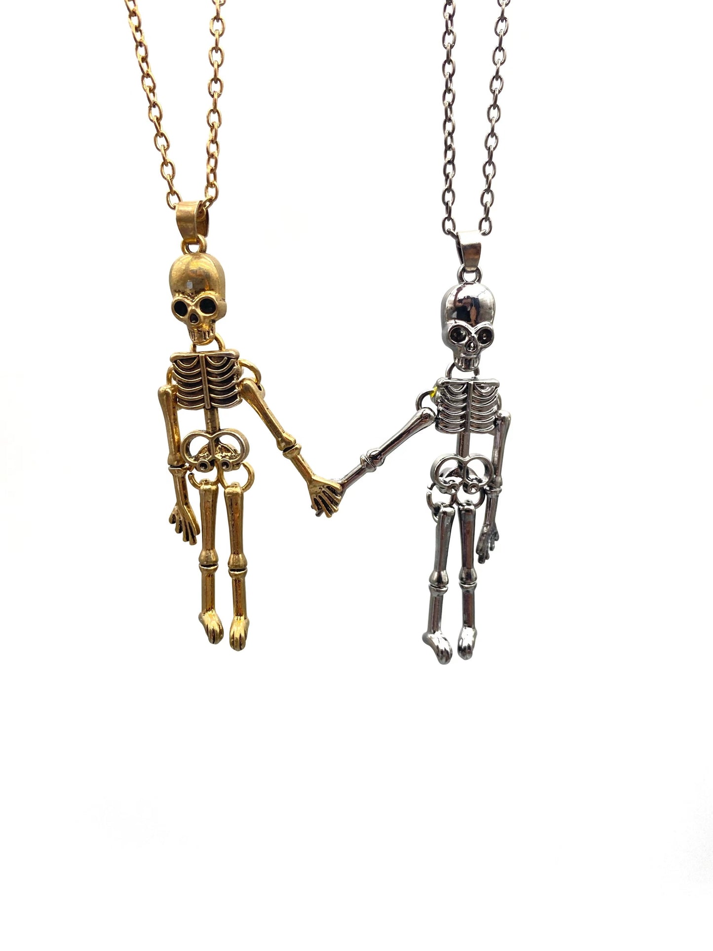 Hold Hands Till Dead Halloween Skeleton Ghost Skull Magnetic Necklace