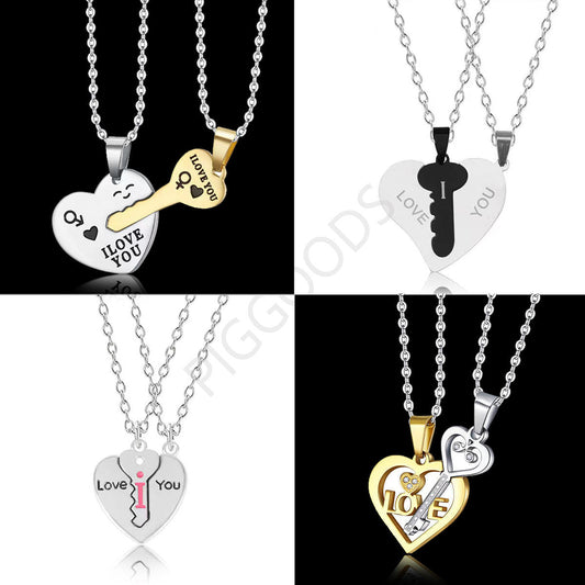 I Love You Heart Shaped Mactching Key Chains Necklaces