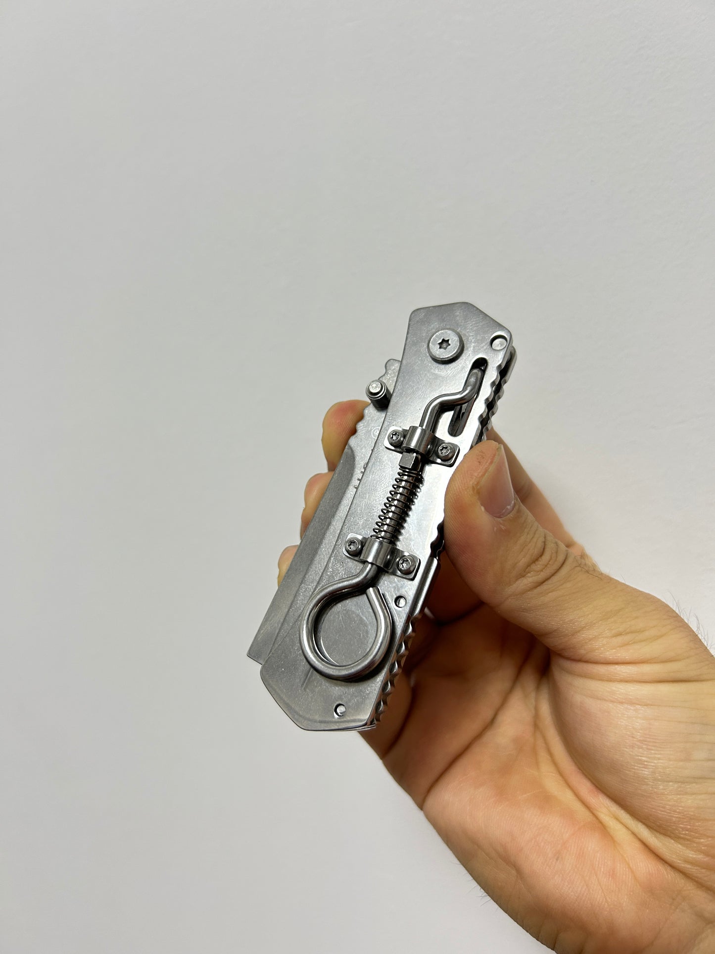 Unique Ring Lock Folding Knife Full Steel Mechanical Knife