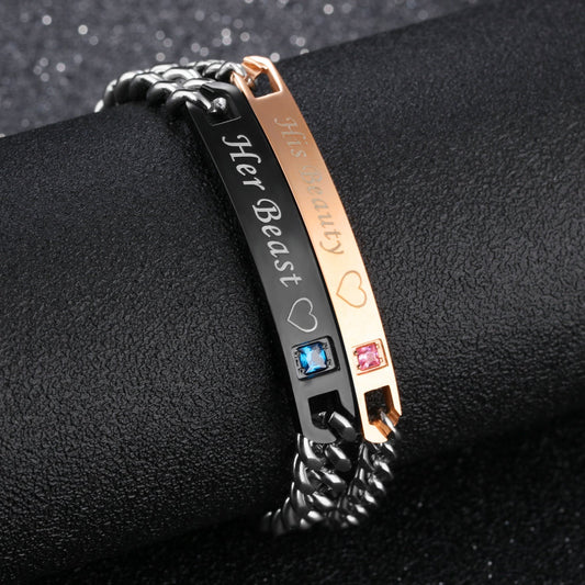 Beauty&Beast King&Queen Couples Matching Bracelet